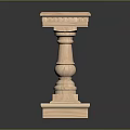 Light Wooden Table With Two Column Supports And Rectangular Base On Grey Black Gradient Background 3d model