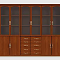 Wooden File Cabinet With Glass Doors Multiple Drawers And Storage Shelves Design