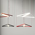 Stylish Modern Triangular Chandeliers With Red Black White Pendant Light Design 3d model