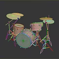 Copper Metal Drum Set With Cymbals And Stands For Home Use