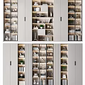 Modern Bookcase Design with Layered Shelves Decorative Items and Lighting 3d model