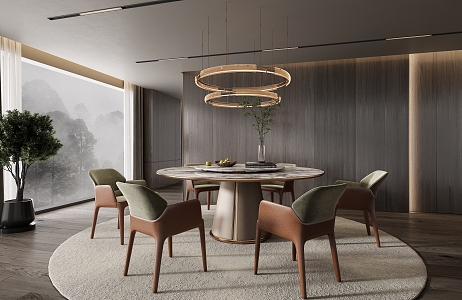 Minotti Miloti Dining Table and Chair Combination 3d model