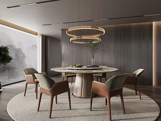 Minotti Miloti Dining Table and Chair Combination 3d model