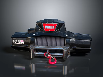 Automotive Winch Components WARN Champion Series With Red Hook And Metal Structure 3d model