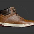 Brown High Top Leather Shoes With White Sole Brown Laces And Black Lining Details