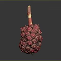 Close-Up Of Fresh Red Fruit With Spiky Surface And Stem On Dark Background