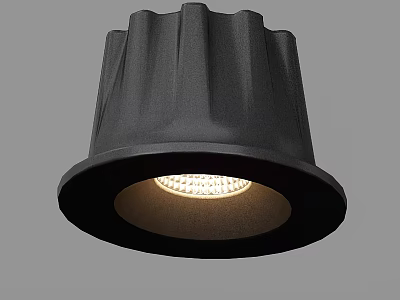 Black Pleated Design Downlight Spotlight Featuring LED Light For Home Lighting 3d model