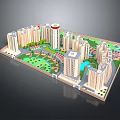 Modern Residential Complex With High Rise Buildings Green Park And Water Features
