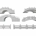 Various Stone Bridge Designs With Arch Structures And Decorative Railings 3d model