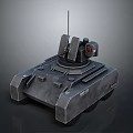Modern Small Unmanned Gray Tank With Turret Antenna And Red Sensor