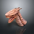 3D Fantasy Snake Monster Head Model Design With Sharp Teeth Ridged Skin And Horned Structure