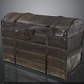 Vintage Wooden Chest With Metal Straps Rivets Decorative Lock And Wood Grain