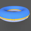 Blue Inflatable Swimming Ring With Yellow Edge And White Base For Summer Water Fun
