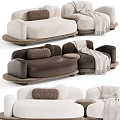 Beige Brown and Light Beige Modern Two Seater Sofa with Cozy Cushions and Soft Blanket