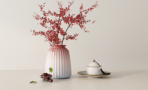 New Chinese Tea Set Ornaments Combination 3d model