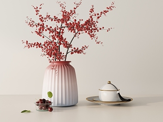 New Chinese Tea Set Ornaments Combination 3d model