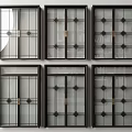 Modern Sliding Doors With Geometric Patterns Glass Panels And Metal Frames 3d model