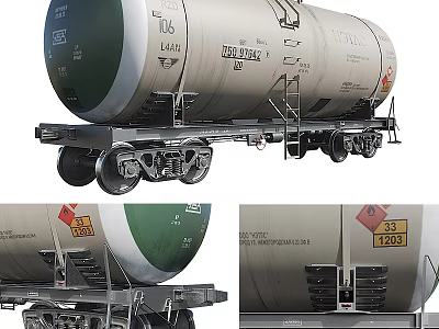 Rail Tanker Car With Cargo Tank Wheels Safety Ladder And Hazard Signs For Liquid Transportation 3d model