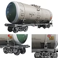 Rail Tanker Car With Cargo Tank Wheels Safety Ladder And Hazard Signs For Liquid Transportation