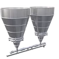 Two Conical Stainless Steel Industrial Equipment With Supporting Frame Structure For Processing
