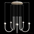 Modern White Chandelier With Sleek Metal Lines And Spherical Decorative Elements