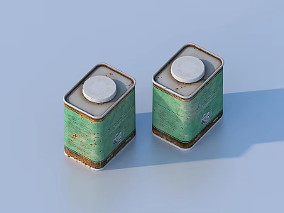Green Metal Storage Canisters With White Lids For Rustic Home Kitchen Use 3d model