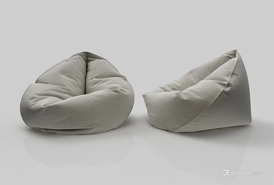 Soft Light Gray Bean Bag Chair For Modern Home Living Room Decor 3d model 