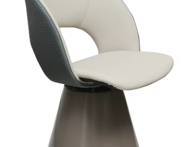 Modern White and Gray Leather Accent Chair with Curved Backrest and Swivel Base 3d model
