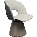 Modern White and Gray Leather Accent Chair with Curved Backrest and Swivel Base