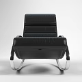 Modern Black Leather Leisure Chair with Silver Metal Curved Frame and Comfortable Design