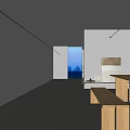 Modern Exhibition Hall Interior With Wooden Benches Soft Lighting And Large Windows