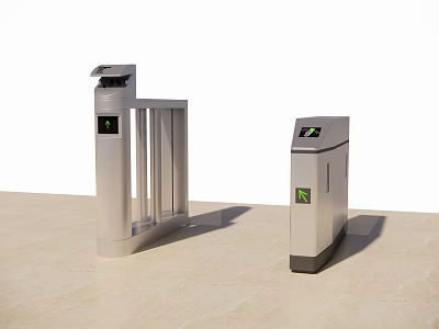 Public Facility Turnstile Gate with Metal Structure and Access Control System for Public Entrance 3d model