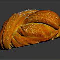 Freshly Baked Golden Braided Pastry With Glazed Surface And Sugar Dusted Topping