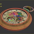 Gold Pocket Watch With Roman Numeral Dial And Intricate Gear Mechanism