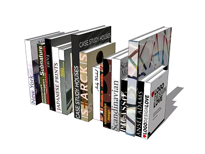 Stacked Books And Magazines With Case Studies Architecture Art Modern Covers 3d model