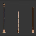 Wooden Decorative Pillars With Various Heights And Ornate Tops For Scene Design