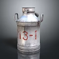 Vintage Metal Milk Can With Two Handles And Red Number 13 1