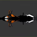 Stylish Modern Motorcycle With Black And Orange Body Sporty Wheels And Reflective Surface