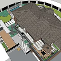 Modern Garden Landscape Design With White Building Green Plants Lawn Stone Path And Outdoor Seating