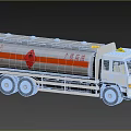 Utility Vehicle Gasoline Tanker Truck With Orange Stripe And Hazard Sign