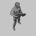 Man in Futuristic Tactical Armor Holding Large Sci Fi Rifle With Glowing Barrel