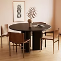 Middle style dining table and chair combination 3d model