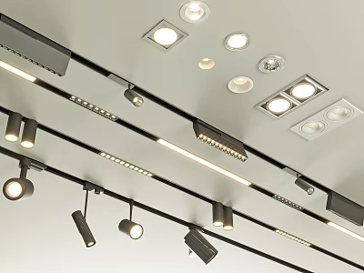 Downlights and Spotlights Modern Ceiling Mounted Track Lighting Fixtures Interior Design 3d model