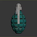 Green Grenade With Diamond Pattern Surface And Silver Fuse Pull Ring