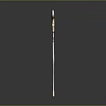 Ornate Medieval Fantasy Staff With Long Wooden Handle And Blue Gold Accents