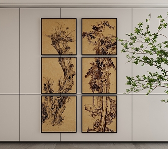 New Chinese Style Decorative Hanging Painting 3d model