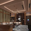 Modern Luxury KTV Room Interior With Sofa Chandelier TV Decorative Paintings And Wine Cabinet