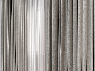 Plain curtain gauze curtain 3d model