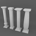 Decorative Classical White Roman Columns Four Different Styles on Gray Background 3d model