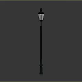 Classic Traditional Street Lamp With Black Metal Pole And Glass Shade Outdoor
